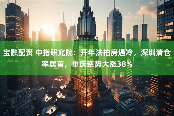 宝融配资 中指研究院：开年法拍房遇冷，深圳清仓率居首，重庆逆势大涨38%